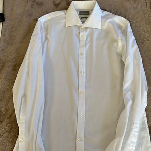 White Pique Michael Kors athletic fit dress shirt